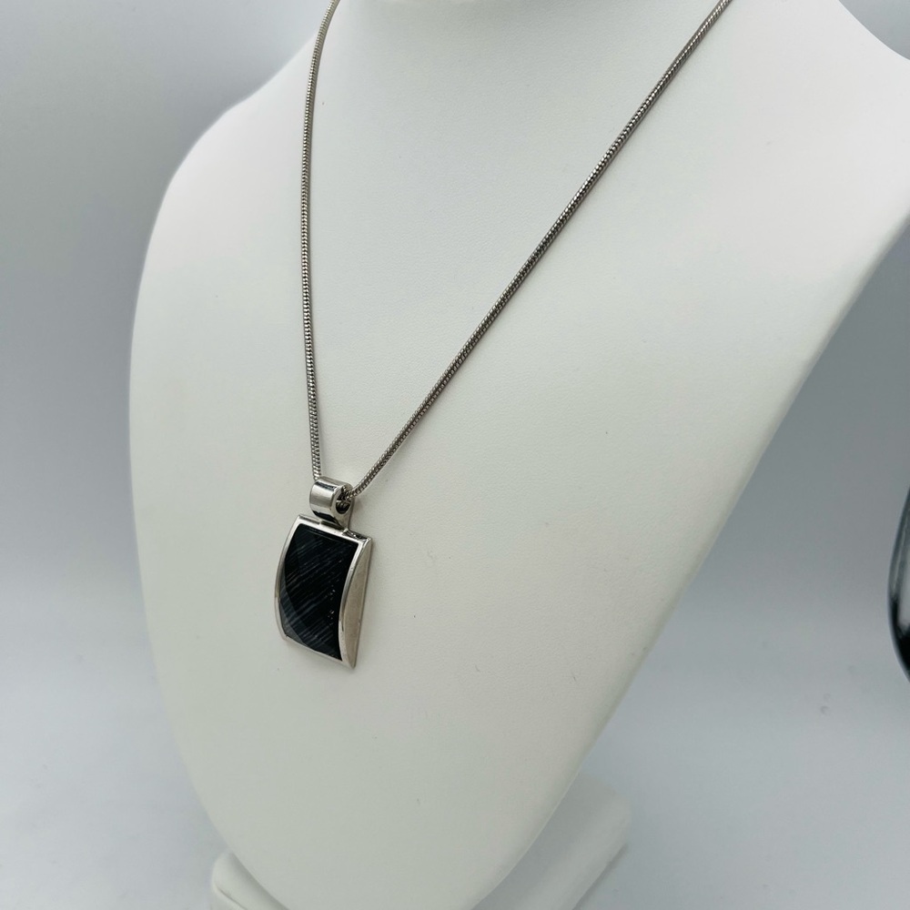 Dichroic Glass Multicolored Chic Silver Pendant Necklace - Picture 3 of 7